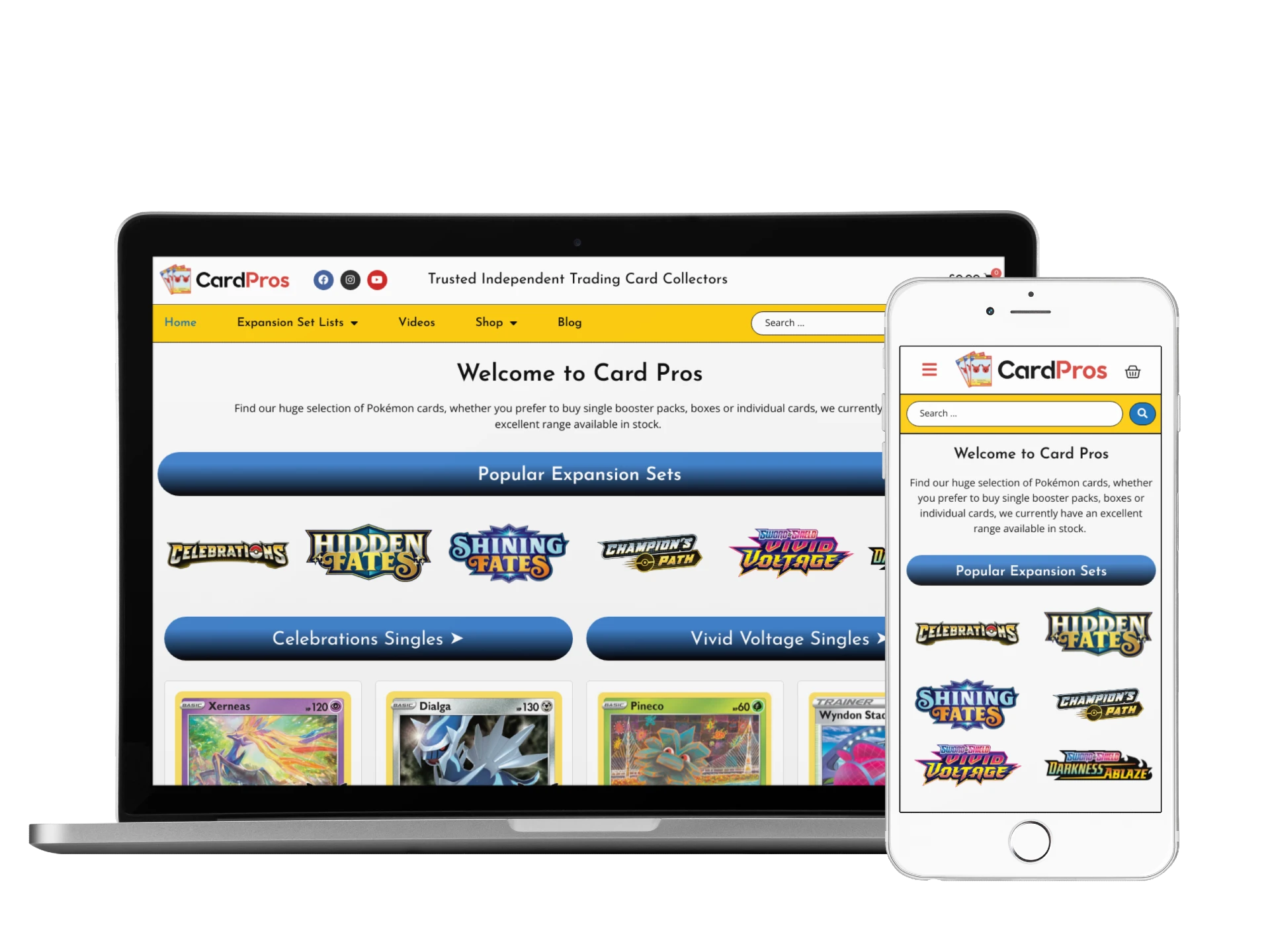 Card Pros Website displayed on laptop and mobile
