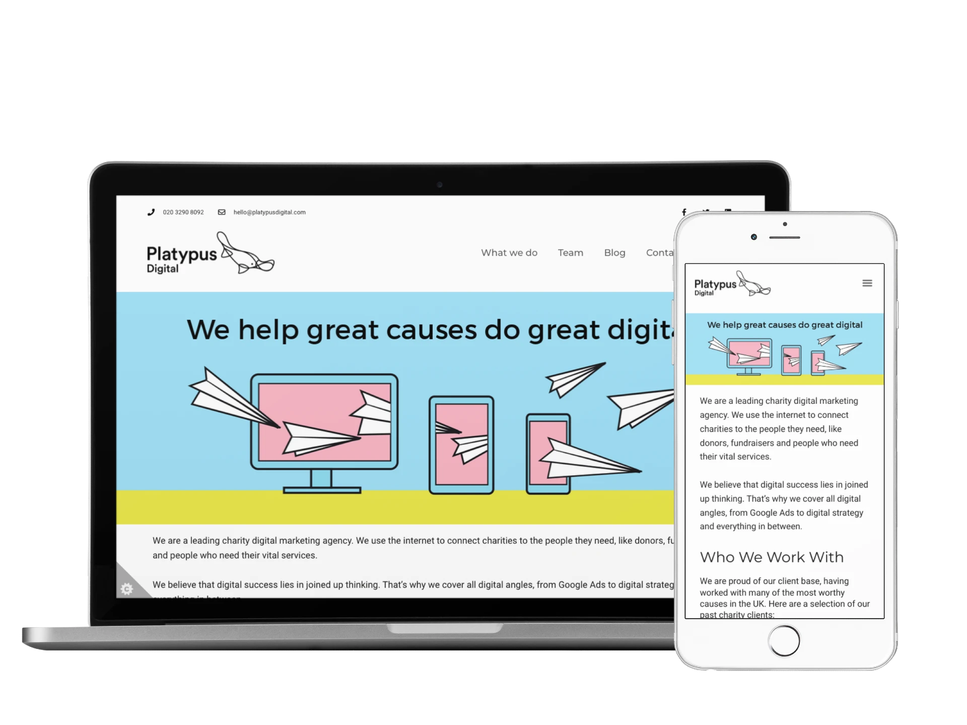 Platypus Digital Website displayed on laptop and mobile